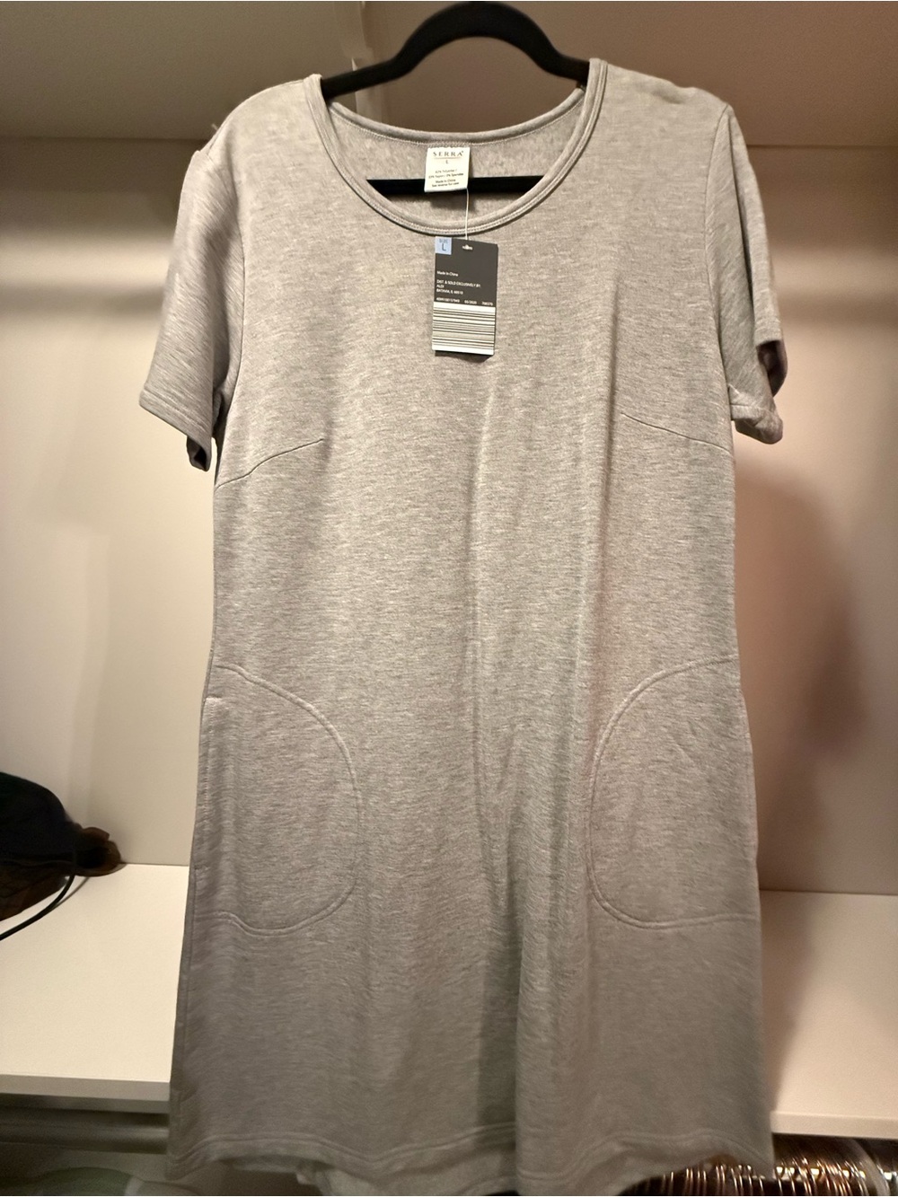 Serra Light Gray Mini Dress with Pockets